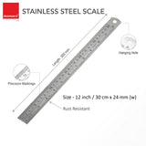 Isomars Triangular Scale 12 Inch with Stainless Steel Measuring Ruler 12 Inch Combo Set | Architect & Engineering Drafting Ruler | Multi-Scale Metric Drawing Tool for Students & Professionals