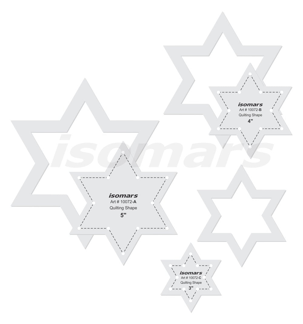 Isomars Star Quilting Shape Scale Set of 3 Article 12 Transparent Patchwork Templates