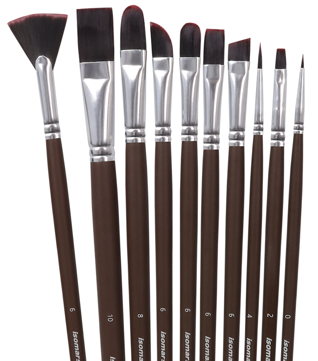 Isomars Studium Extra Long Handle Artist Paint Brush Set Of 10 For Acrylic And Oil Painting