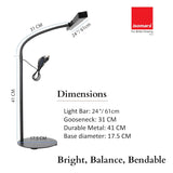 Modern Black USB Powered LED Desk Lamp for Laptop Computer and Desktop Use