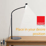 Isomars LED Desk Lamp for Computer Monitor & Laptop 12 Inch | Eye Friendly USB Study Light with Circular Base, Flexible Gooseneck, 3 Color Modes & 10 Brightness Levels for Reading, Study & Workbench