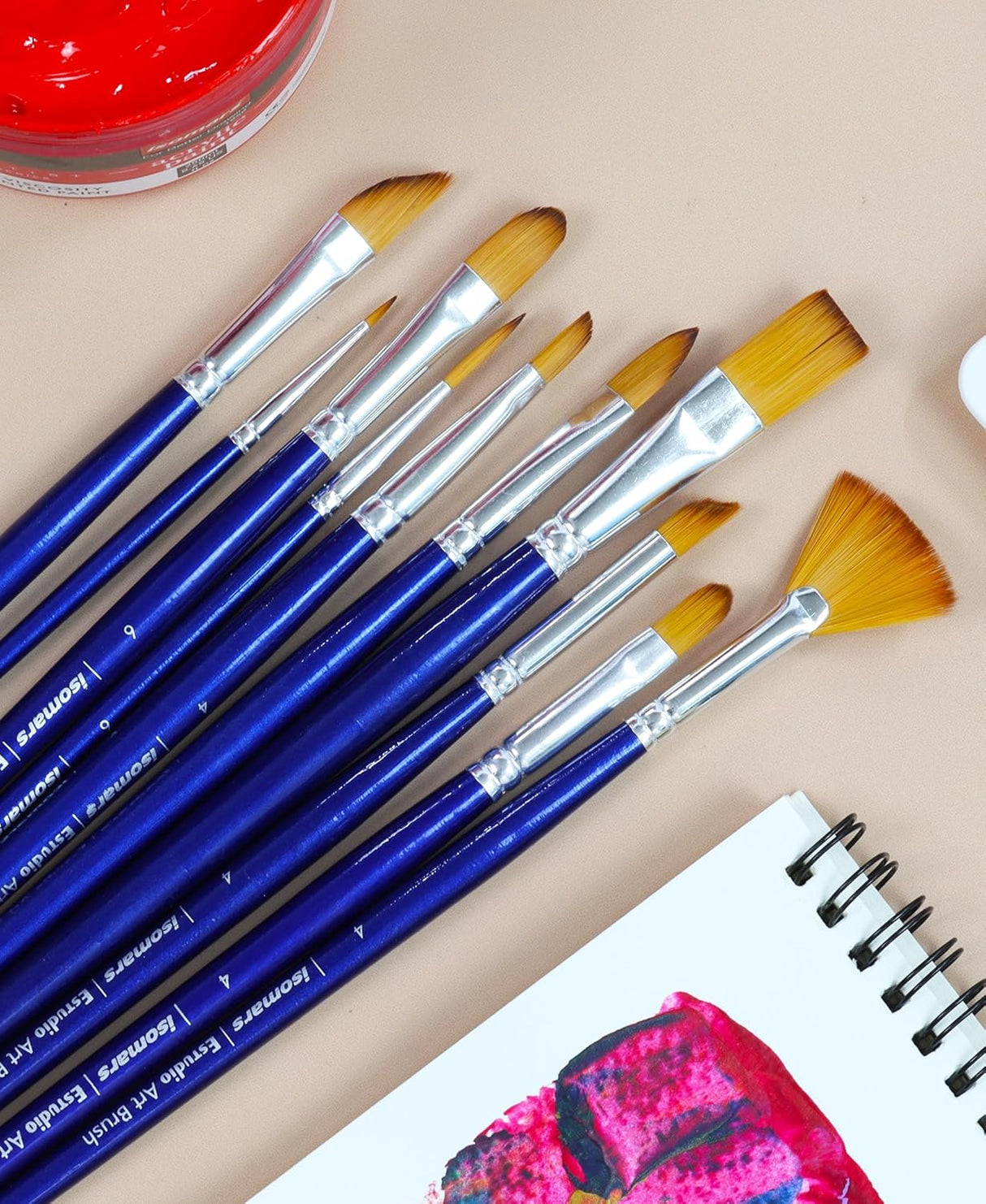 Long Handle Professional Artist Brush Set for Blending Detailing Texture and Broad Coverage