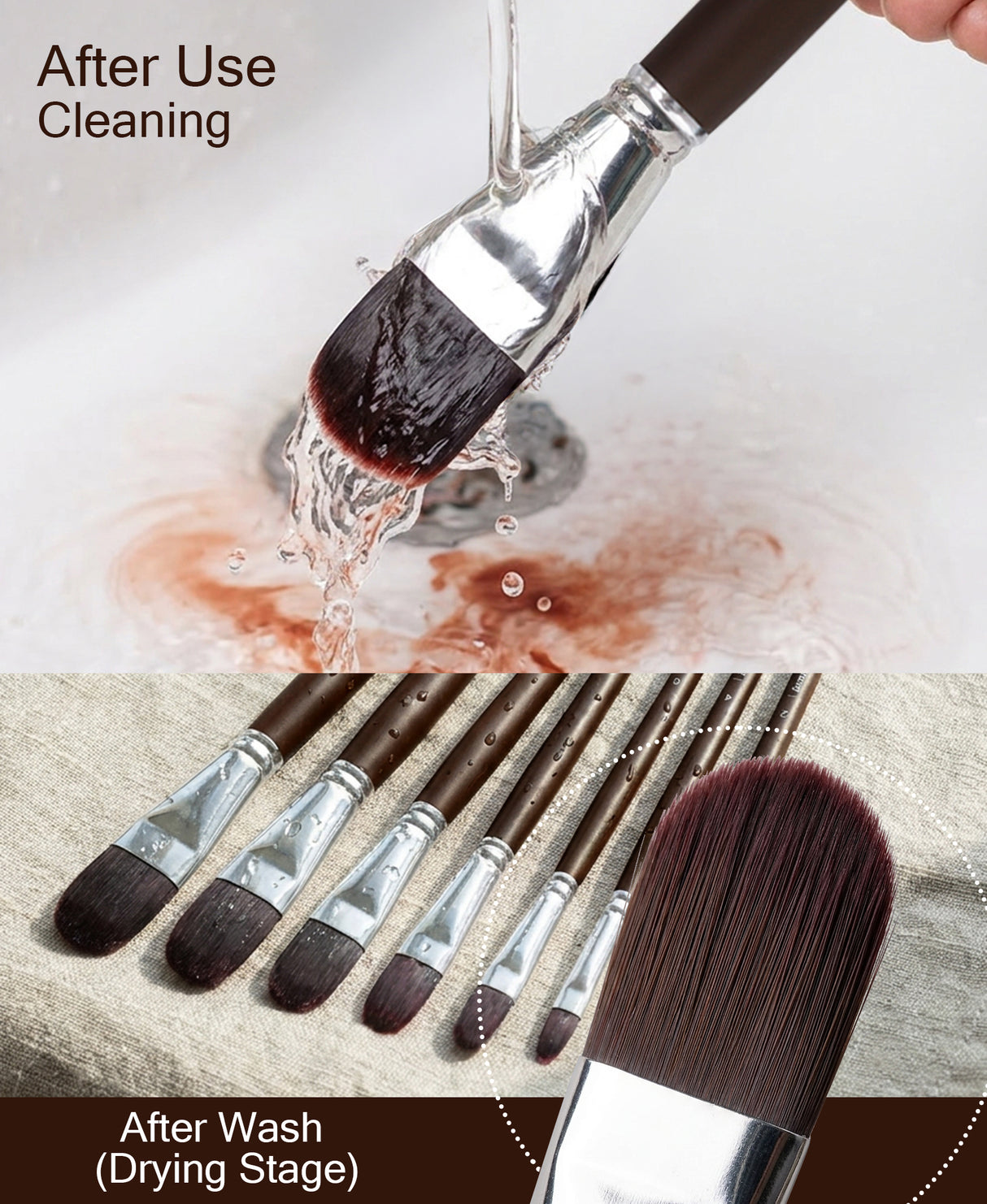 Long Wooden Handle Artist Brush Set For Blending Shading And Floral Painting