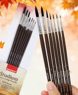 Long Wooden Handle Artist Brush Set For Detailing Blending And Fine Line Painting
