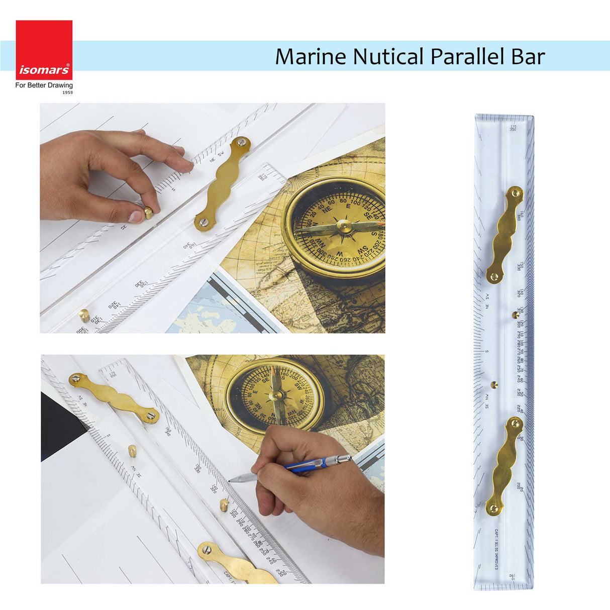 Isomars Marine/Nautical Parallel Bar - Professional 18" - Comes in Protective Cloth Bag