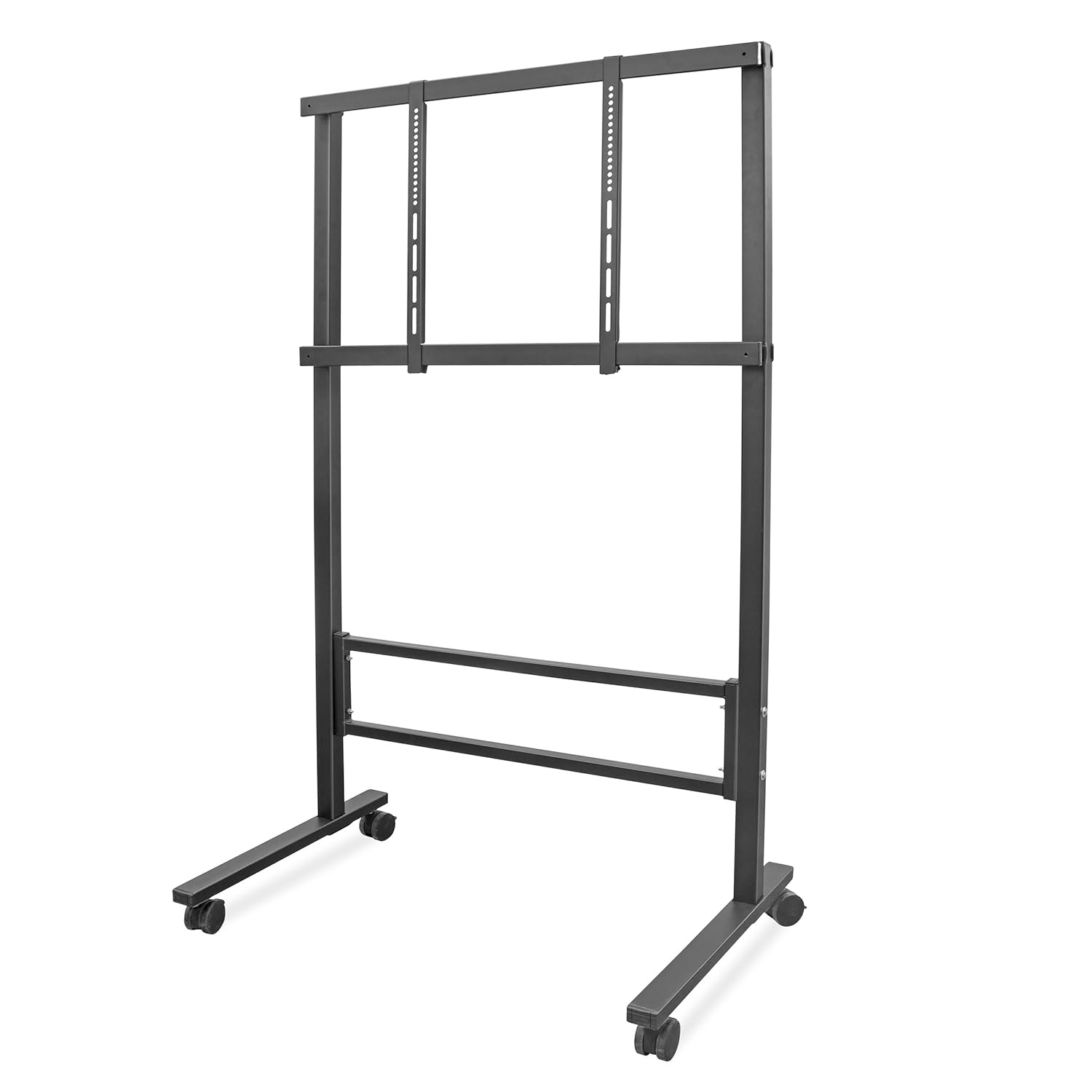 Movable Rolling TV Floor Stand with Shelf and Lockable Wheels for Office Classroom Home