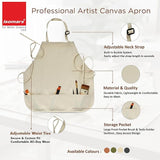 Isomars Painter’s Apron Grey Natural Canvas Art Apron with 3 Pockets | Full Coverage Protective Artist Apron for Painting, Pottery, Craft, DIY & Studio Work | Large 25.5 x 36.5 Inch
