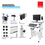 Isomars 24"/61cm Wide Made In India Desktop & Laptop Multipurpose Adjustable Table & Computer Workstation - Useful for Using Gadgets Like Desktop, Laptop, Tab/iPad etc (White)