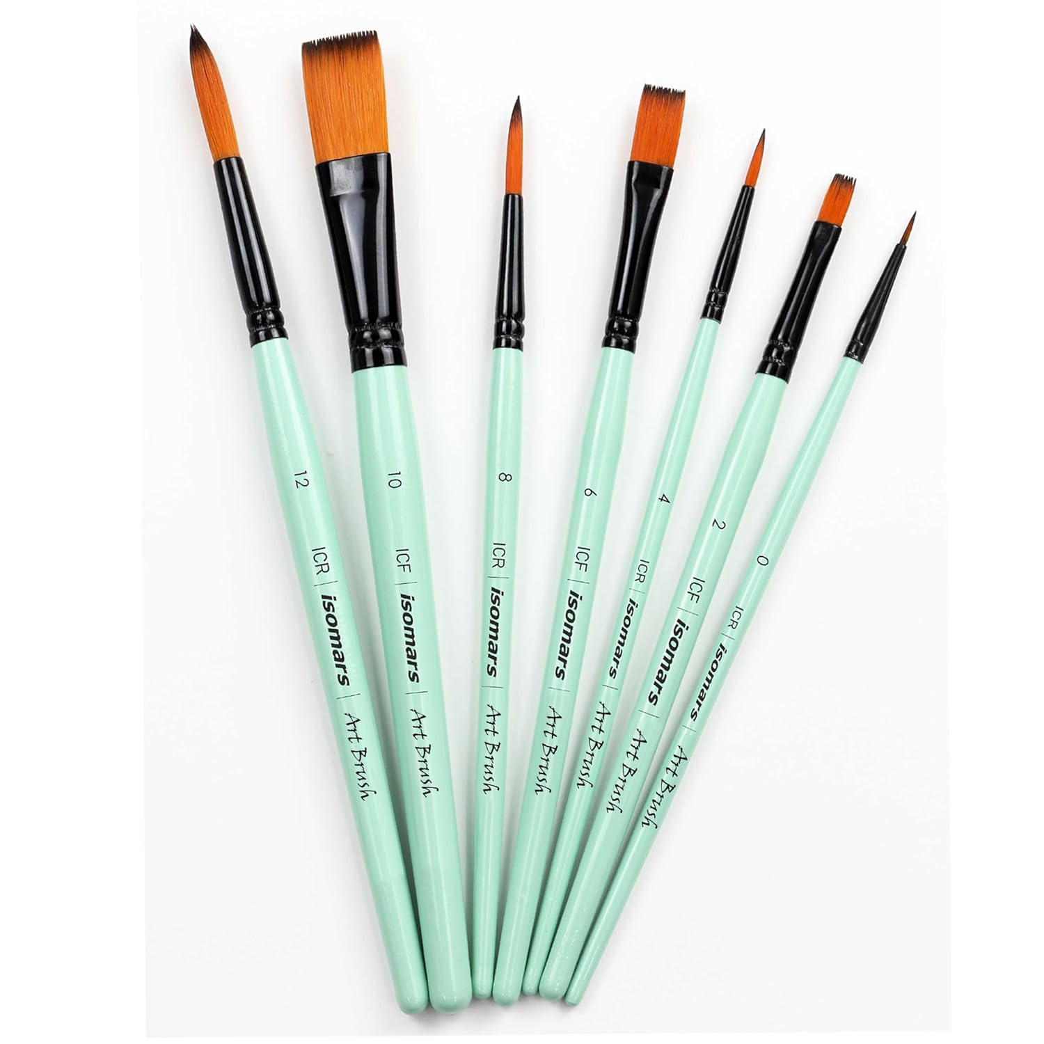 Premium Round and Flat Paint Brush Combo for Acrylic Oil Watercolor and Mixed Media