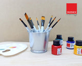 Premium Synthetic Flat Artist Brushes with Wooden Handle and Mixing Palette