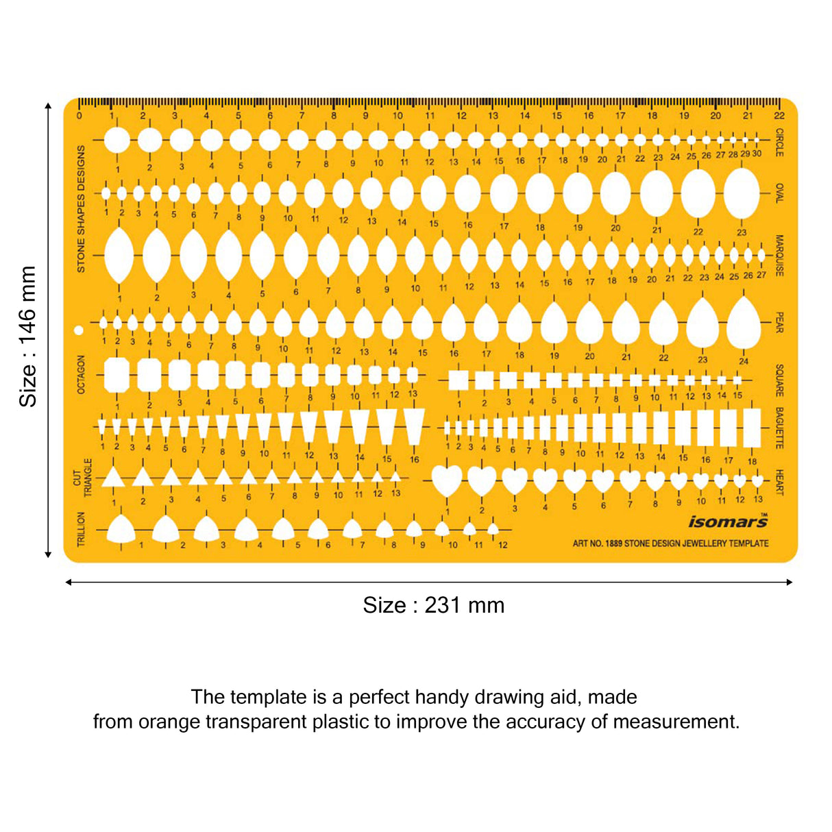 Isomars Jewellery Design Template Set of 2 – Gemstone Shape Stencils