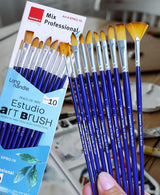 Professional Mixed Synthetic Artist Brush Kit with Flat Round Filbert Fan Angular and Detail Brushes