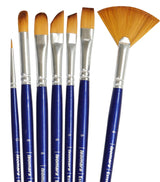 Professional Specialty Artist Brush Set with Fan Filbert Dagger Flat Round Angular and Deer Foot Brushes