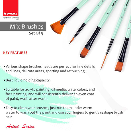 Professional Synthetic Artist Brush Assortment for Students Hobbyists and Painters