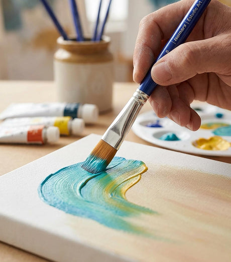Professional Synthetic Filbert Artist Brush Set for Blending Soft Edges and Curved Strokes