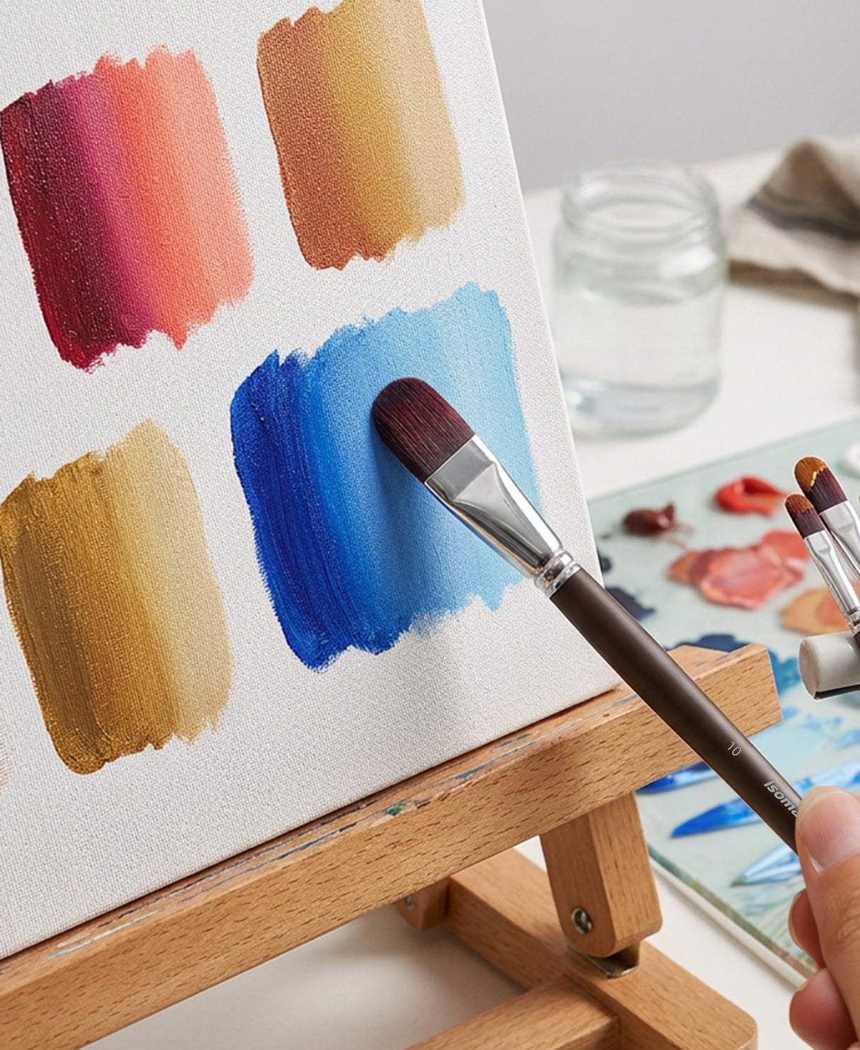 Professional Synthetic Taklon Filbert Brushes For Oil Painting And Decorative Artwork