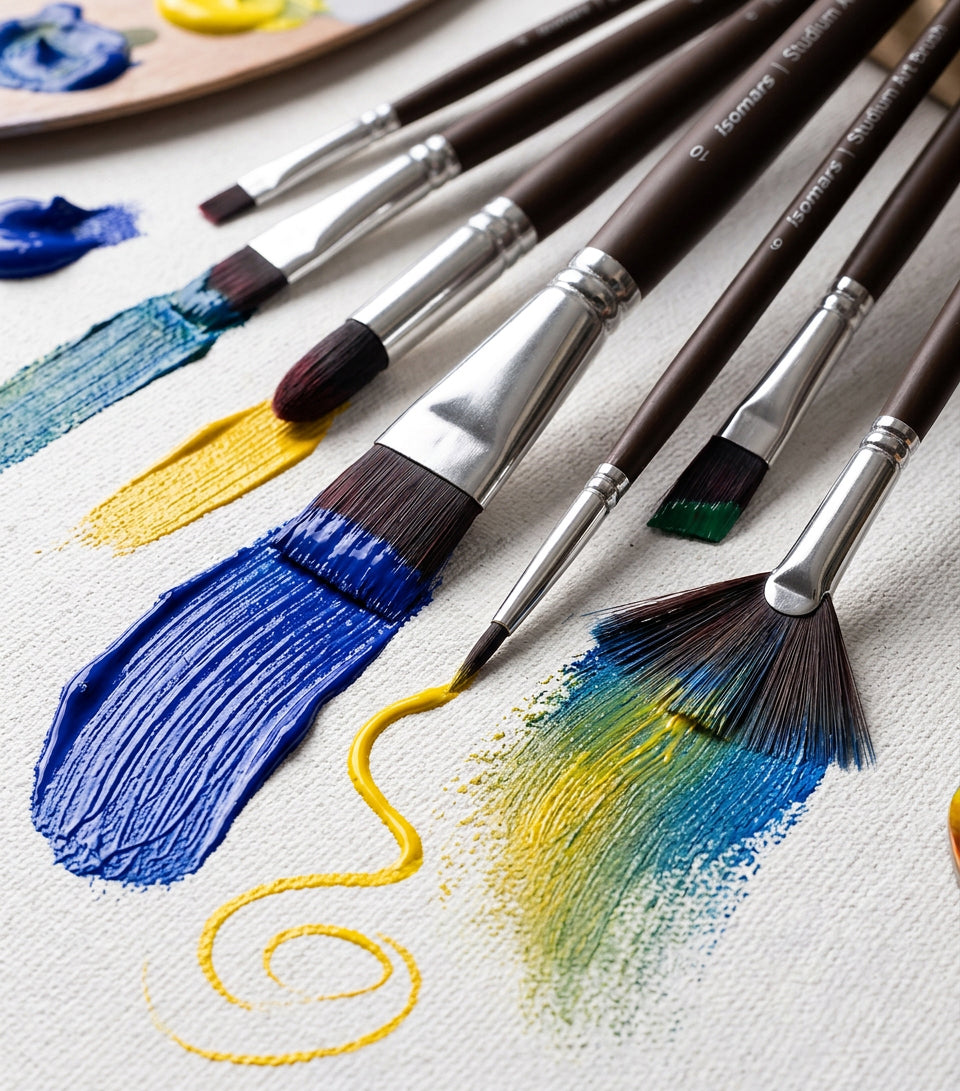 Professional Synthetic Taklon Paint Brushes For Canvas Artwork And Illustration