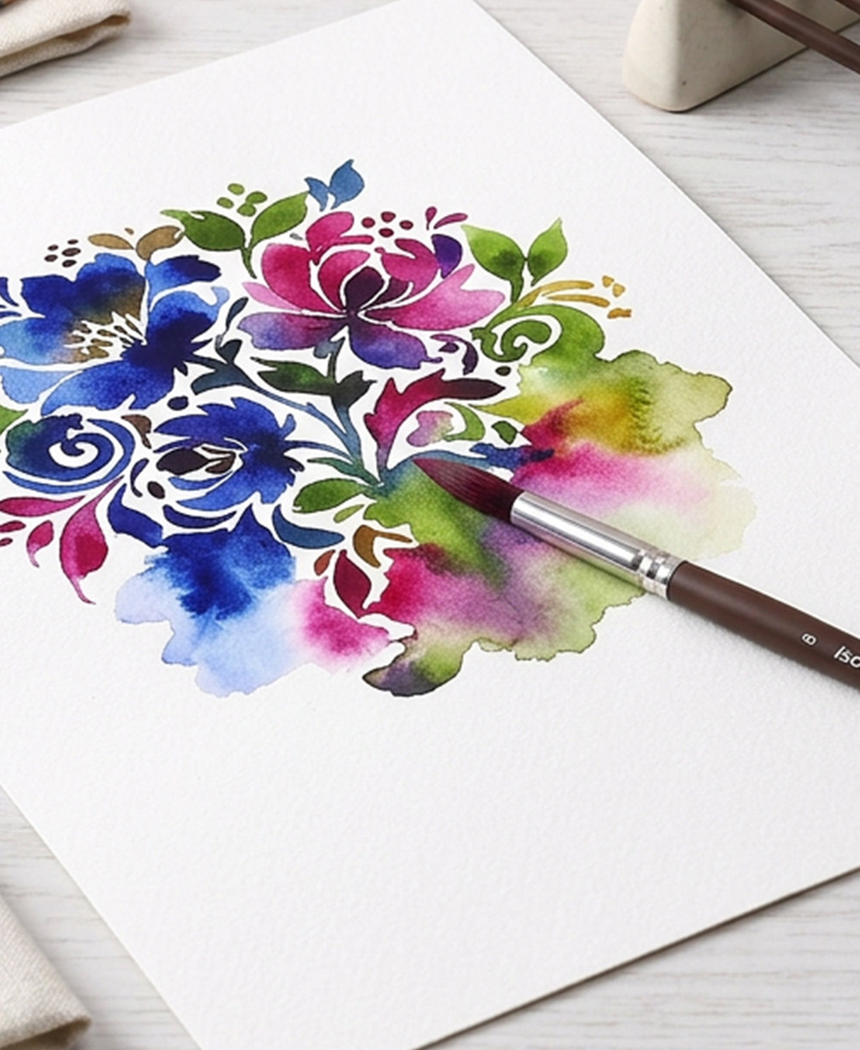 Professional Synthetic Taklon Round Brushes For Oil Painting And Decorative Artwork