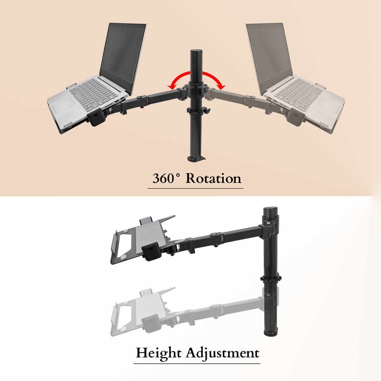 Isomars Laptop Mount Stand - Adjustable Height & Angles. Suitable for Laptop Size from 12 inches to 17 inches (30cm to 43cm).