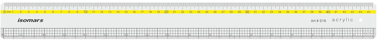 Isomars Clear Acrylic Ruler with Grid Lines 18 Inch | Transparent Precision Measuring Scale for Artists, Architects, Engineers, Designers & Students