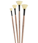 Saphire Fan Paint Brush Set of 4 | Professional Taklon Synthetic Long Handle Artist Brushes for Blending, Texture, Foliage & Cloud Effects | Acrylic, Watercolor, Oil, Gouache & Craft Painting