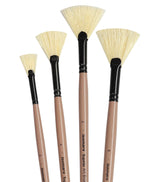 Saphire Fan Paint Brush Set of 4 | Professional Taklon Synthetic Long Handle Artist Brushes for Blending, Texture, Foliage & Cloud Effects | Acrylic, Watercolor, Oil, Gouache & Craft Painting