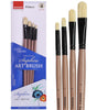 Saphire Filbert Paint Brush Set of 4 Professional Hog Hair Long Handle Artist Brushes