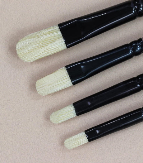 Long Handle Filbert Artist Brush Set for Smooth Blending and Soft Edge Painting