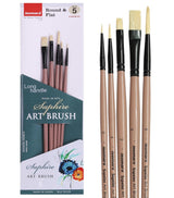 Saphire Flat & Round Paint Brush Set of 5 for Artists | Professional Mixed Art Brush Set for Watercolor, Acrylic & Oil Painting | Smooth Blending, Fine Detailing & Even Strokes Multi-Purpose Brushes