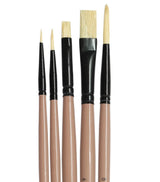 Saphire Flat & Round Paint Brush Set of 5 for Artists | Professional Mixed Art Brush Set for Watercolor, Acrylic & Oil Painting | Smooth Blending, Fine Detailing & Even Strokes Multi-Purpose Brushes