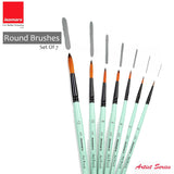 Set of 7 Multi Size Artist Round Brushes for Students Hobbyists and Professionals