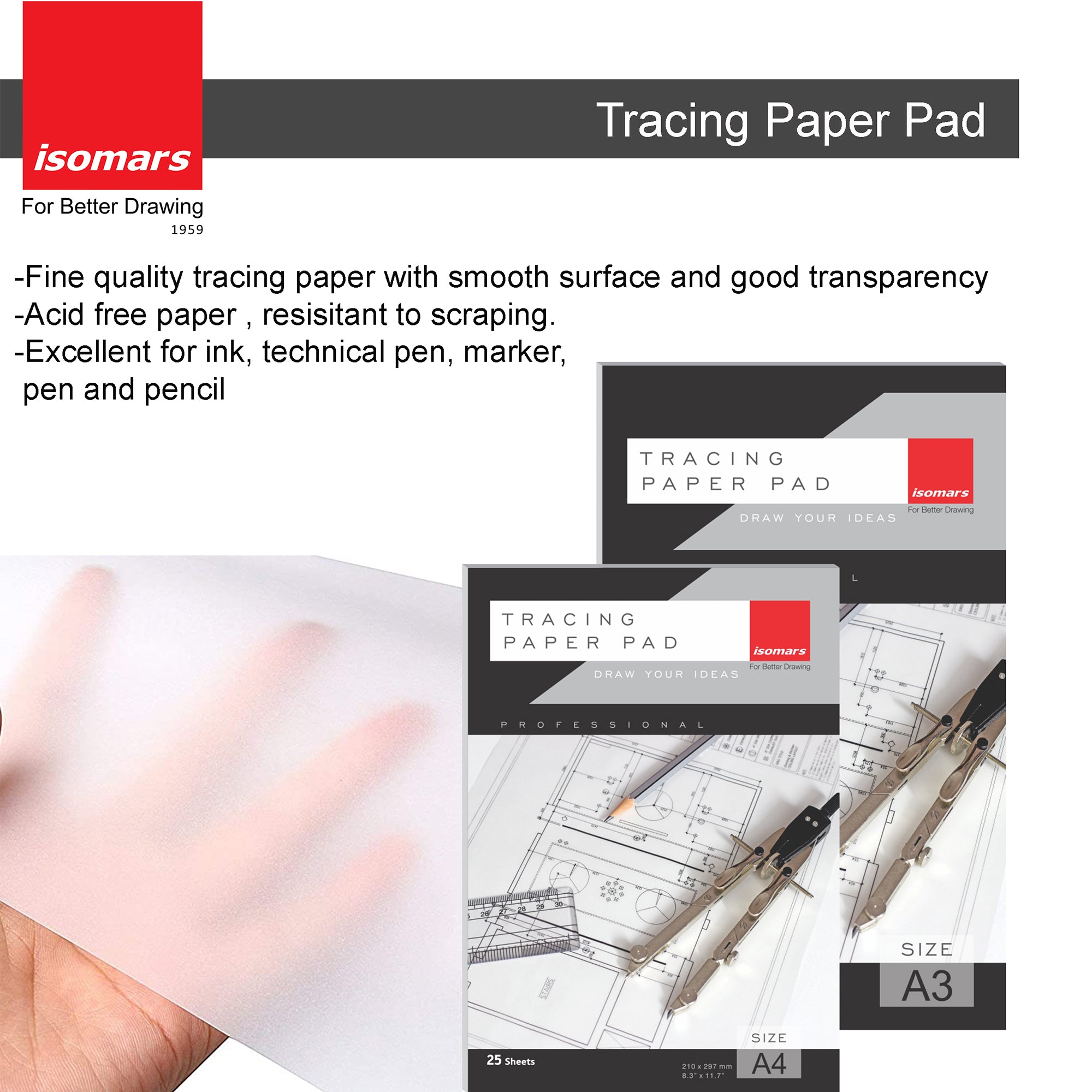 50 Sheet A4 Tracing Paper Parchment Paper Design Sketch Paper Transparent Tracing  Paper - Walmart.com