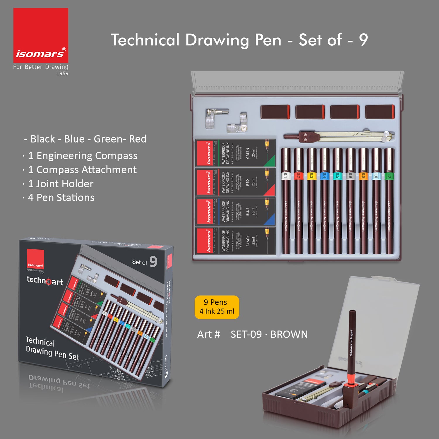 Technoart Technical Drawing Pens (Set of 9)
