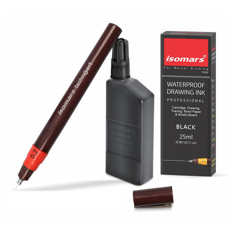 Isomars Technoart 0.2mm Fineliner Pen with Waterproof Black Drawing Ink