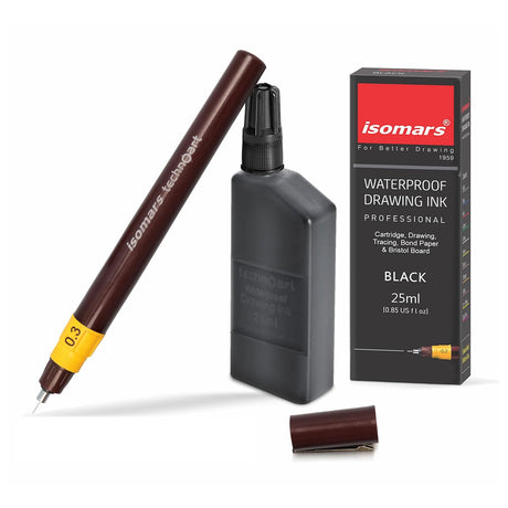 Isomars Technoart 0.3mm Fineliner Pen with Waterproof Black Drawing Ink