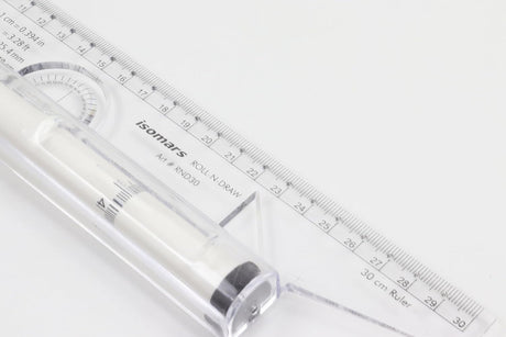 Transparent Rolling Drawing Ruler with Compass Protractor Circle and Angle Templates
