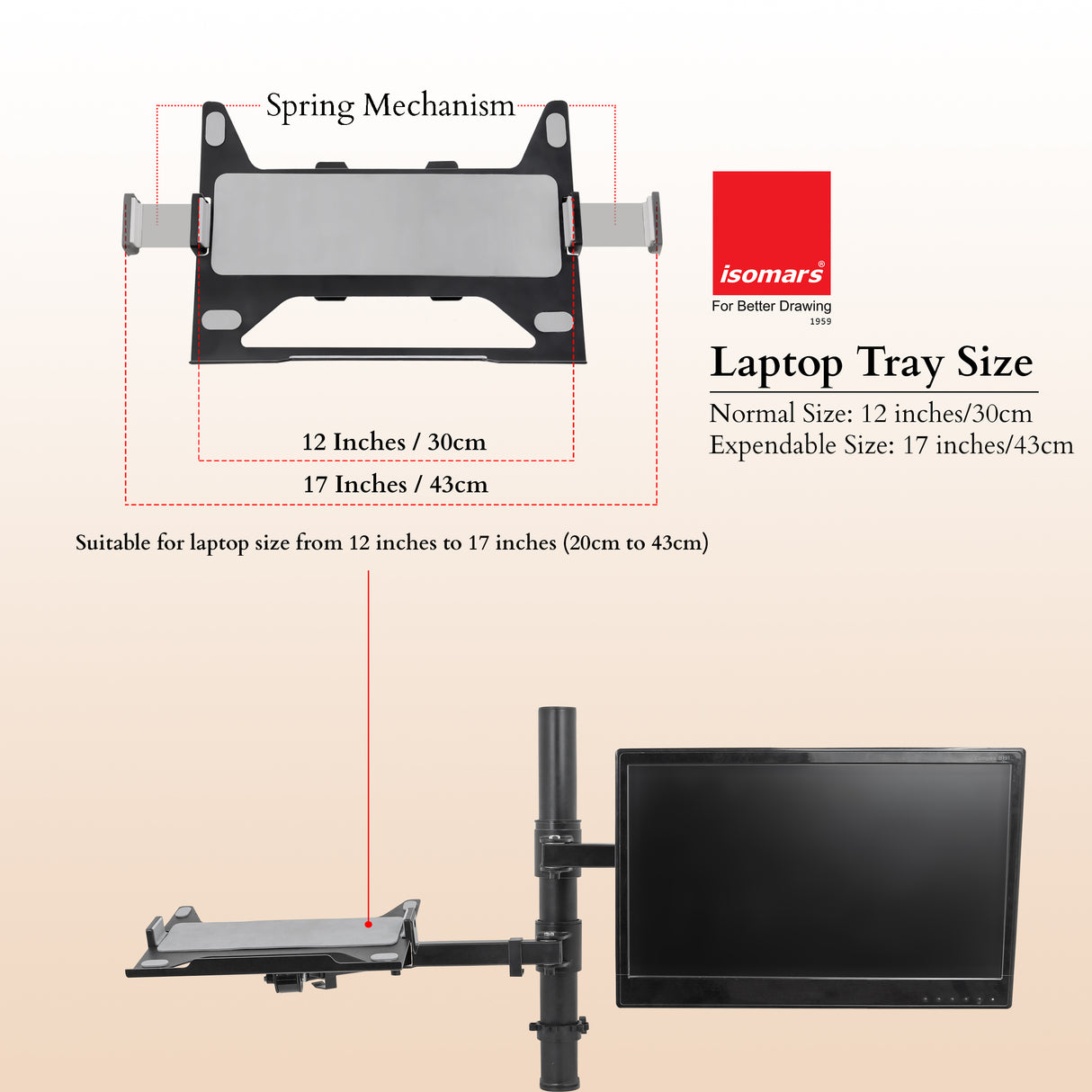 Isomars Laptop and Monitor Table Stand - Adjustable Height & Angles and Sides (Laptop & Monitor Mount)