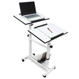 Isomars Sit &Stand 360° 2 Platforms Laptop & Projector User Table Multipurpose Angle Height & 360° Rotation Adjustable Both Side 2 Engineered Wood Board 20" / 50.8 cm x 14" / 35..5 cm (White)