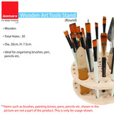 Isomars Wooden Art Tools - (Round) Brush Stand, Brush Organiser for all kind of paint brush handles and other drawing instruments (WITHOUT BRUSHES)