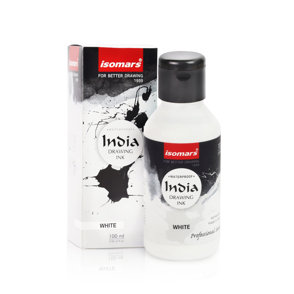 India Waterproof Drawing Ink White 100ml | Permanent Lightfast Artist Ink for Calligraphy, Airbrush, Illustration & Fabric Painting