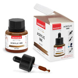 Acrylic Ink Brown 35ml | Waterproof Fast-Drying Artist Ink for Calligraphy, Painting, Airbrush & Mixed Media Art - Isomars