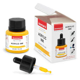 Acrylic Ink Yellow 35ml | Waterproof Fast-Drying Artist Ink for Calligraphy, Painting, Airbrush & Mixed Media Art - Isomars