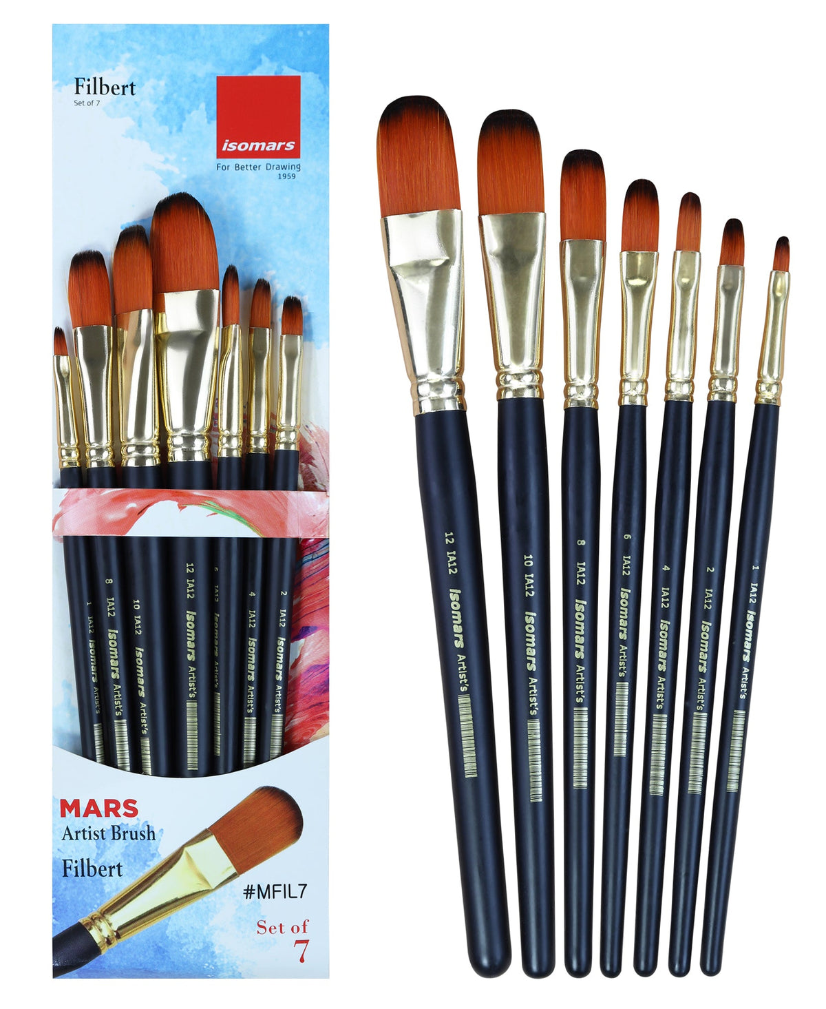 Artist Brush Filbert (Set of 7) - Isomars