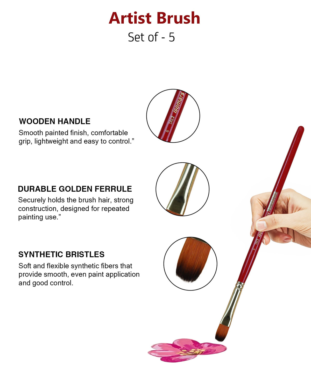 Artist Mix Paint Brush (Set of 5) - Isomars