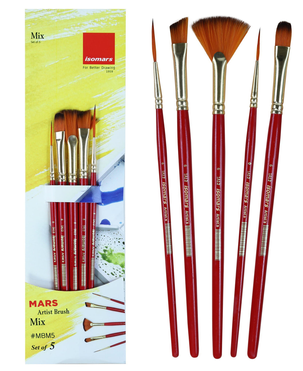 Artist Mix Paint Brush (Set of 5) - Isomars