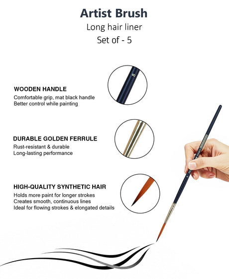 Artist Paint Brush (Set of 5) - Isomars