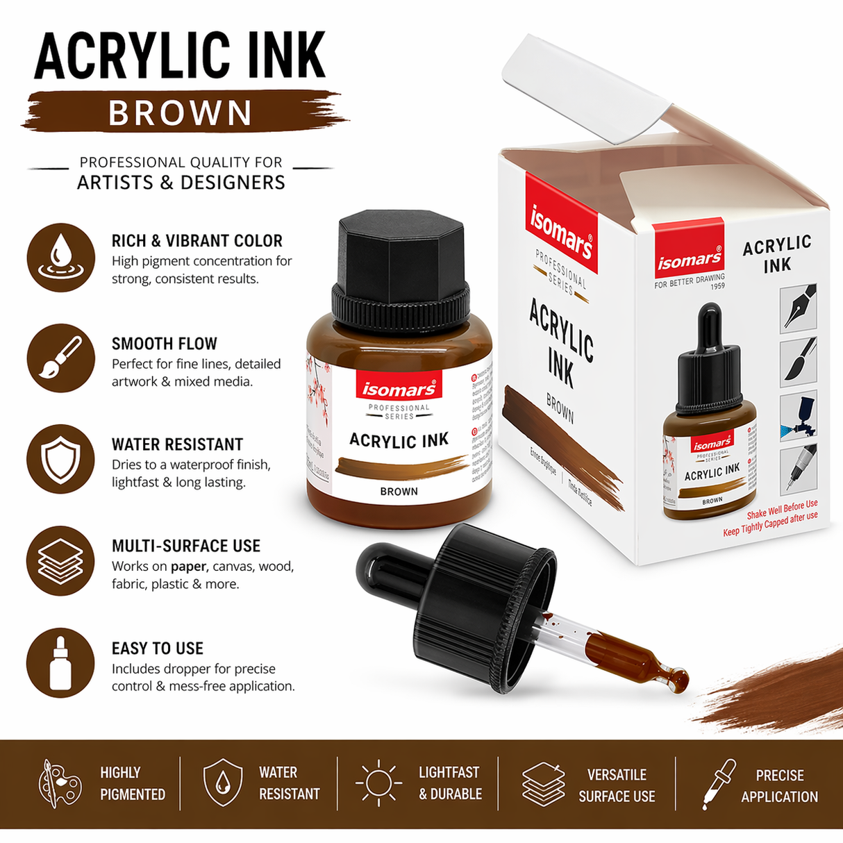 artist acrylic ink brown for painting