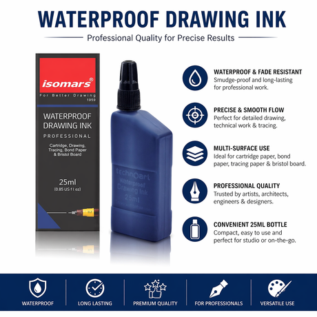 blue technical drawing pen ink 25ml