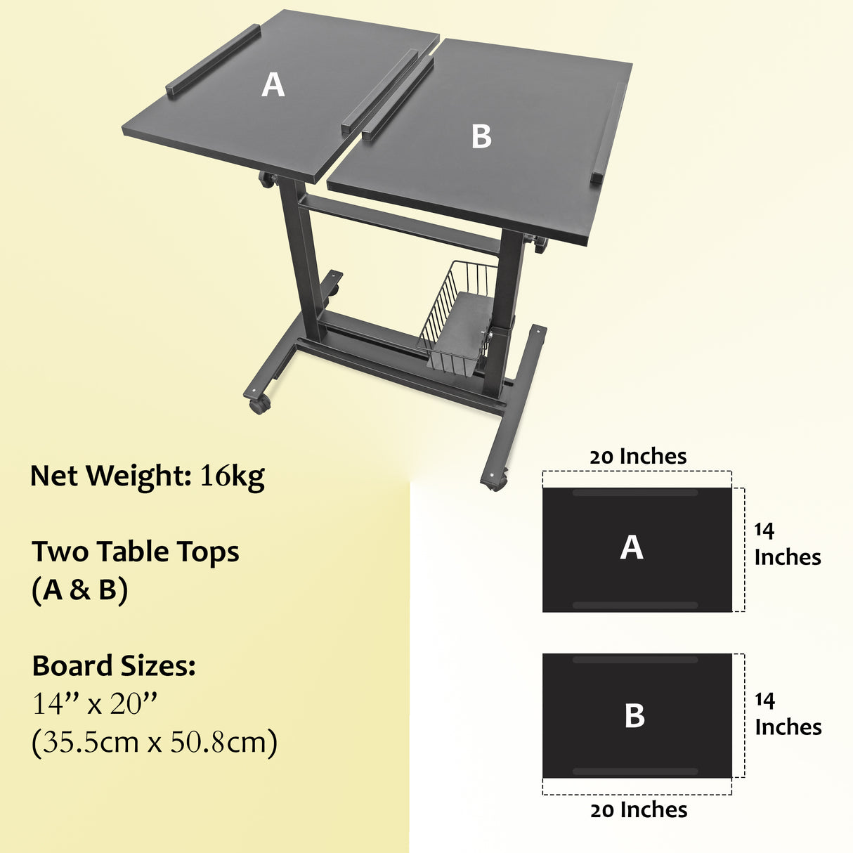 Isomars Sit &Stand 360° 2 Platforms Laptop & Projector User Table Multipurpose Angle Height & 360° Rotation Adjustable Both Side 2 Engineered Wood Board 20" / 50.8 cm x 14" / 35..5 cm (Black)