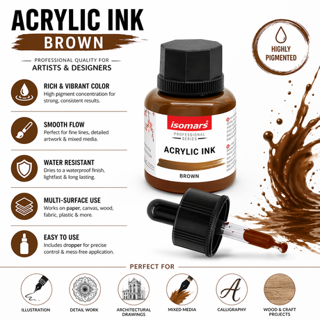 brown acrylic ink 35ml waterproof